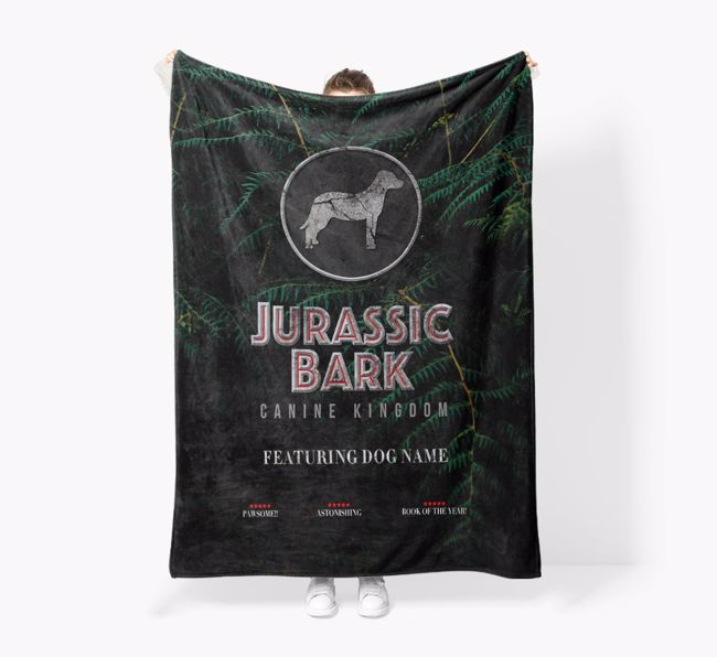 'Jurassic Bark' - Personalized {breedFullName} Blanket: Premium Sherpa Fleece